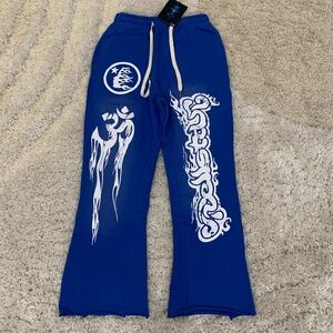 Hellstar Studios Blue Flame Graphic Flared Sweatpants Men’s Sizes S, M, L